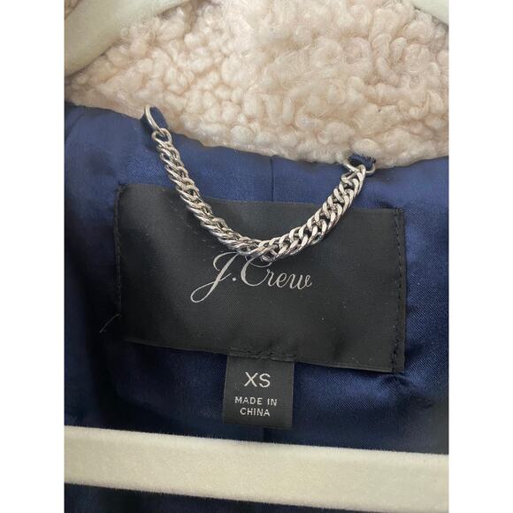 J. CREW COAT XS TEDDY SHERPA NAVY GREEN IVORY - Picture 4 of 11